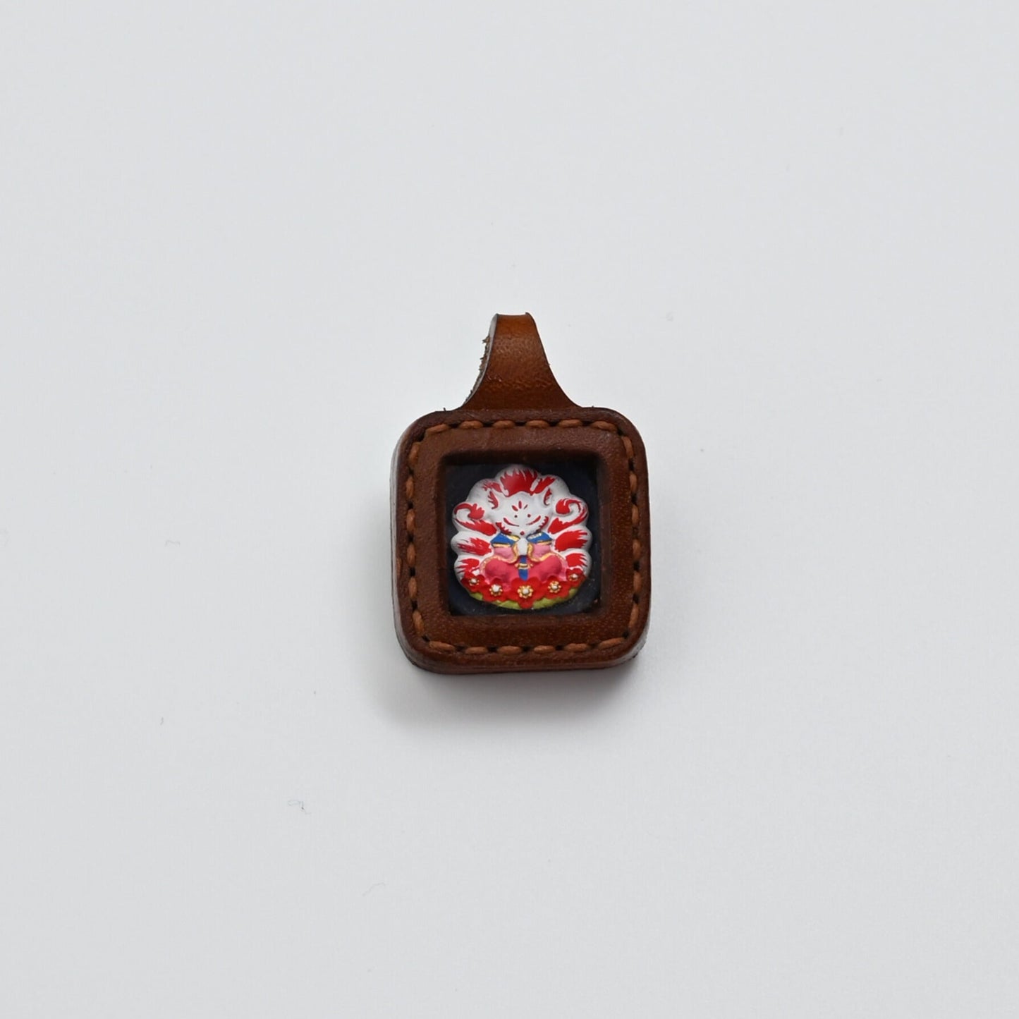 Tibetan Thangka Pendant - Peach Blossom Fox