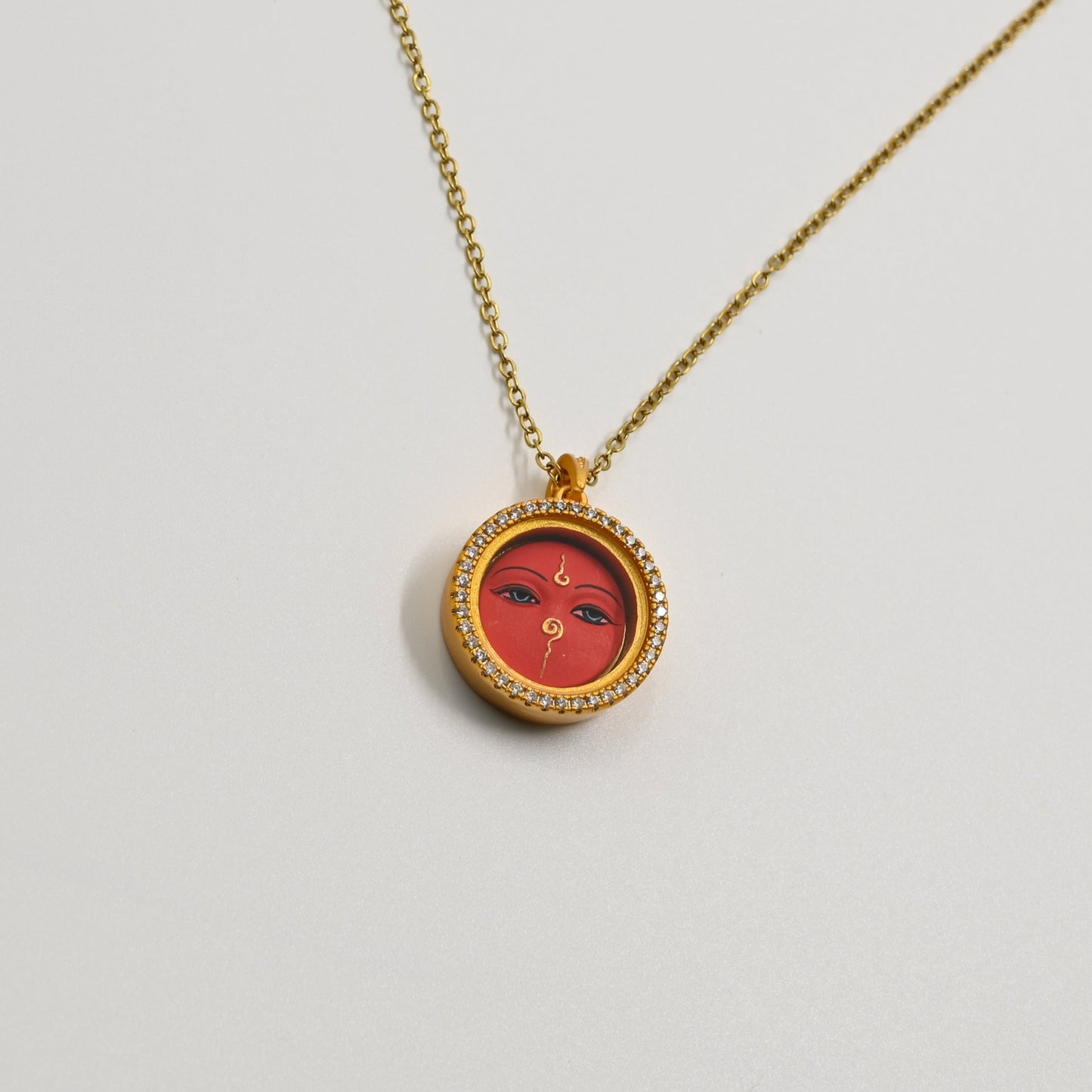 Longevity Buddha Blessing Eye Thangka Pendant with Cubic Zirconia & Brass