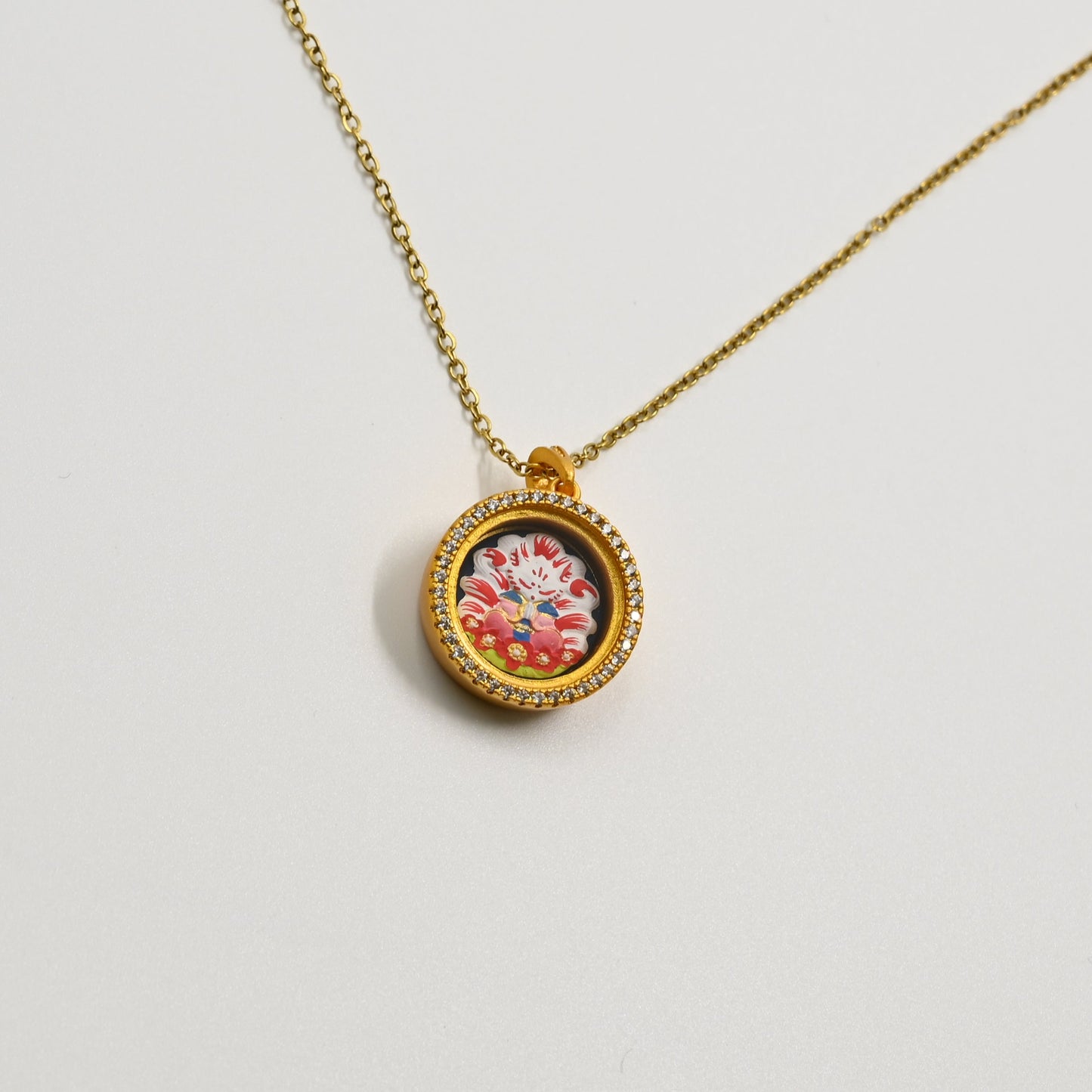 Ruying Fox Spirit Thangka Pendant with Cubic Zirconia & Brass